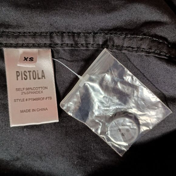 Pistola Romper Womens XS Cotton Collared Short Sleeve Buttoned Black - Picture 5 of 5